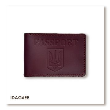 Обкладинка для ID-картки PASSPORT з гербом (бордова, чисте тиснення) IDAG6EE фото