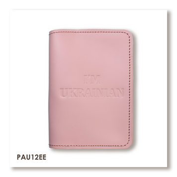 Passport cover I AM UKRAINIAN (pink, blind embossing)