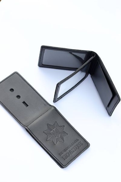 Cover for National Police ID with badge slot (black, clean embossing)