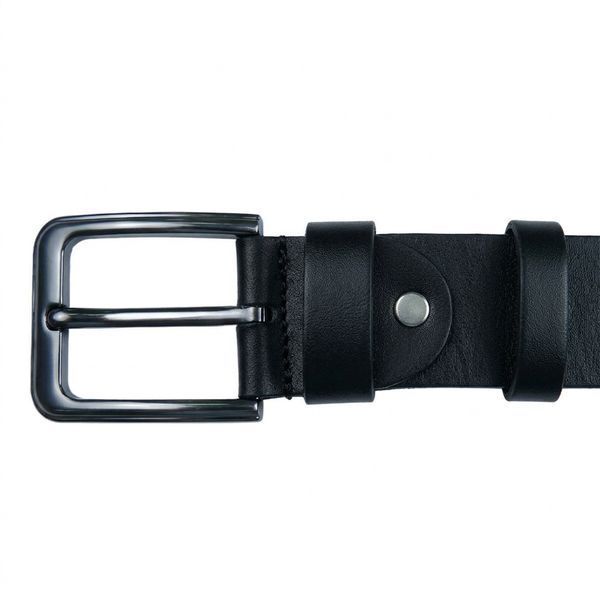 Black Leather Belt with a Dark Nickel Buckle