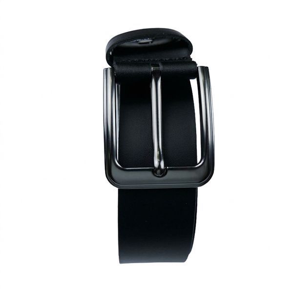 Black Leather Belt with a Dark Nickel Buckle