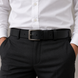 Black Leather Belt with a Dark Nickel Buckle