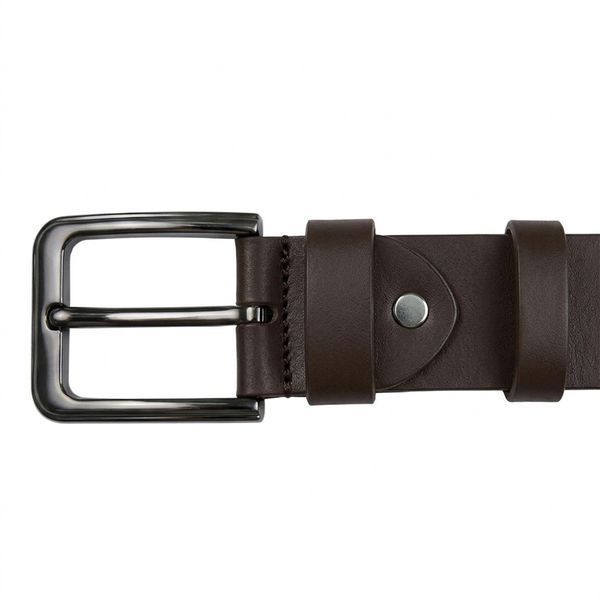 Dark Brown Leather Belt with a Dark Nickel Buckle