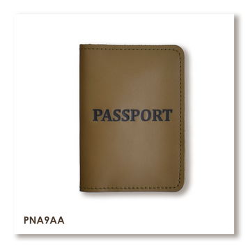 Passport cover with the inscription PASSPORT (khaki, black embossing)