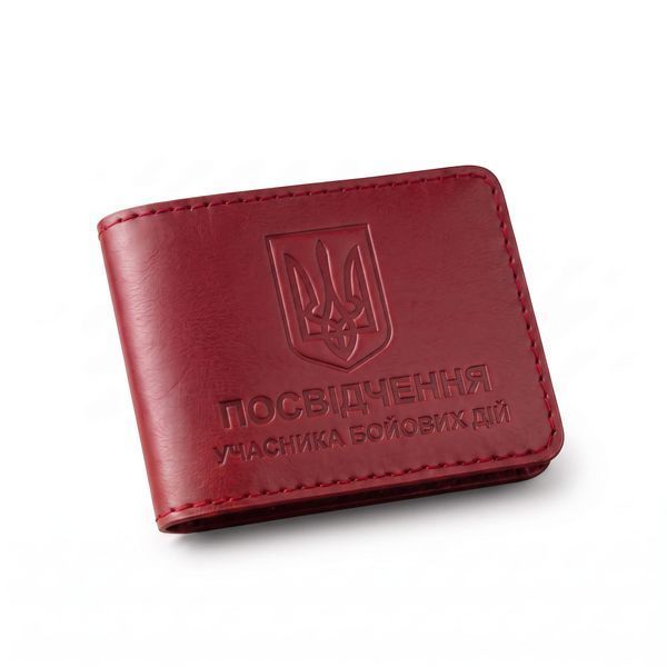 Обкладинка для посвідчення УБД з гербом (червона, чисте тиснення) PYBD2EE фото